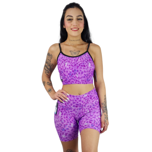 Conjunto Top e Short Poliamida Digital Gliter Rosa