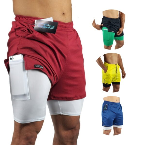 Shorts Duplo de Compressão Masculino