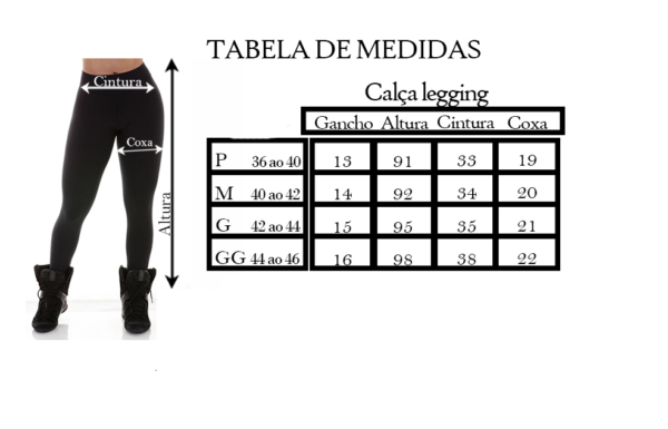 15573651993-medidass.png Conjunto Poliamida Legging Verde Astro + Top Preto com Alça