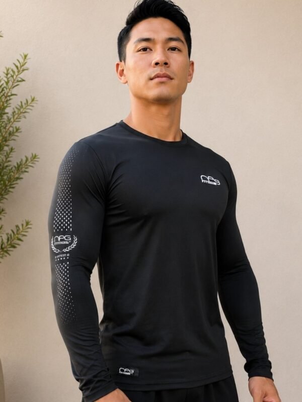 Camiseta Preta Térmica Manga longa Elegance Super Proteção UV50+ UVA/UVB