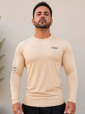 Camiseta Bege Térmica Manga longa Elegance Super Proteção UV50+ UVA/UVB
